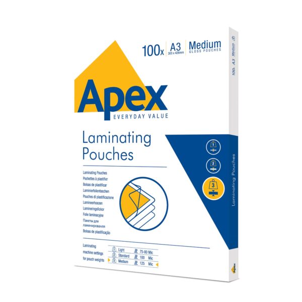 Apex Laminating Pouch A3 Med Duty 100pk