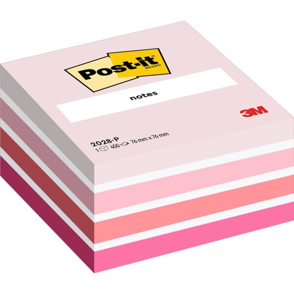 Post-it Notes Cube, Pink, 76 mm x 76 mm,