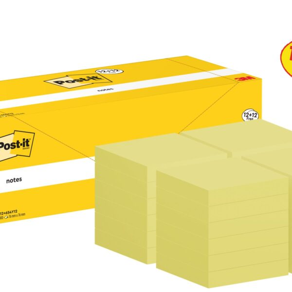 Post-it Notes, Canary Yellow, 76 mm x 76