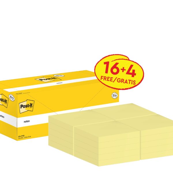 Post-it Notes, Canary Yellow, 76 mm x 76