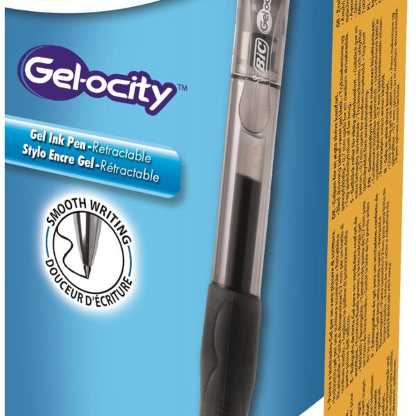BIC Velocity Black Gel RBall Grip Retr