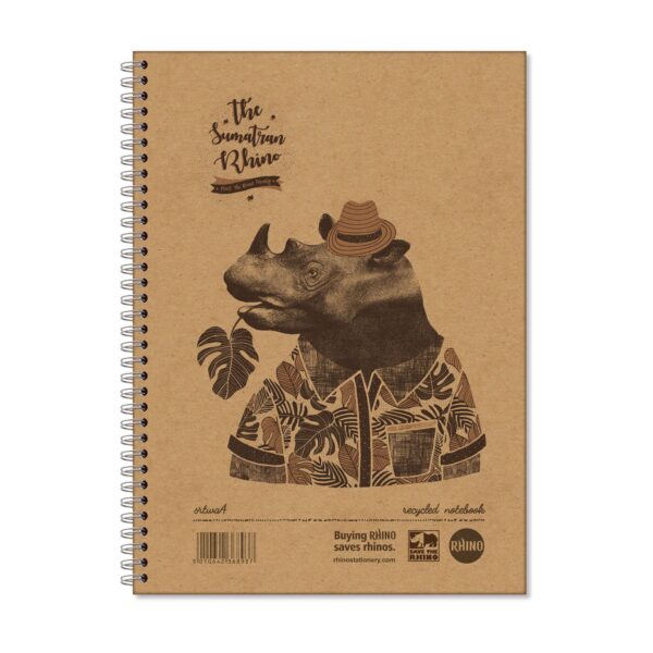 Save The Rhino Recycled Twinwire Hardback Notebook A4 160 Pages (Pack 5) SRTWA4