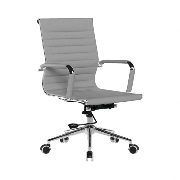 Nautilus Designs Aura Contemporary Medium Back Fabric Executive Office Chair With Fixed Arms and Chrome Base Grey - BCF/8003/GY DD