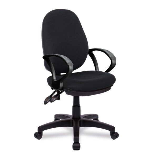 Nautilus Designs Java 300 Medium Back Synchronous Triple Lever Fabric Operator Office Chair With Fixed Arms Black - BCF/P606/BK/A DD