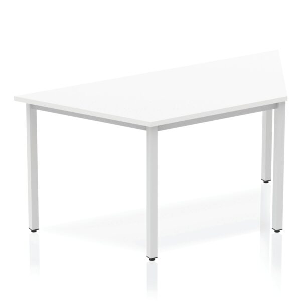 Impulse 1600mm Trapezium Table White Top Silver Box Frame Leg BF00121 DD