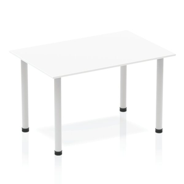 Impulse 1200mm Straight Table White Top Silver Post Leg BF00172 DD