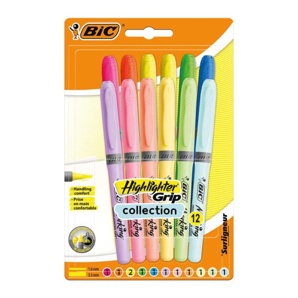 BIC Highlighter Grip Assorted Pastel