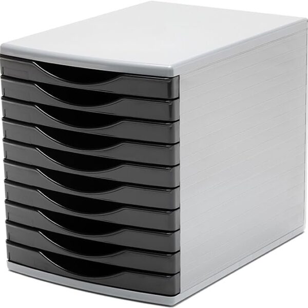 Deflecto Classic A4 Desktop Drawer Organiser 10 Drawers - 10 x 30mm Drawer Tower Unit Black - CP149YTBLK
