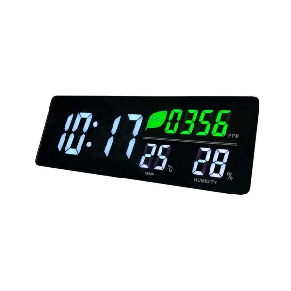 Alba LED Wall Clock With CO2 Level Temperature and Humidity Sensor Black - HORDGTL CO2 UK