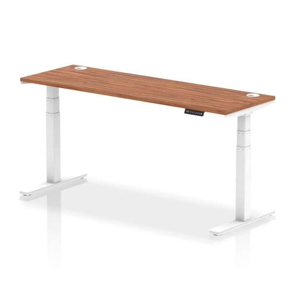 Dynamic Air 1800 x 600mm Height Adjustable Desk Walnut Top Cable Ports White Leg HA01148 DD