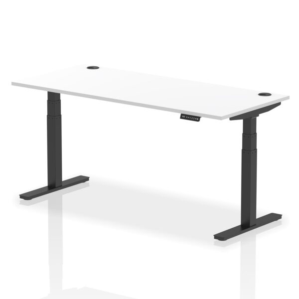 Dynamic Air 1800 x 800mm Height Adjustable Desk White Top Cable Ports Black Leg HA01216 DD