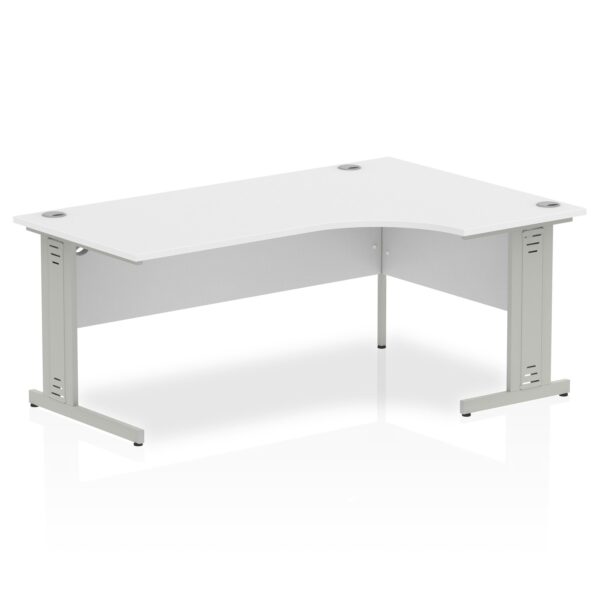 Dynamic Impulse 1800mm Right Crescent Desk White Top Silver Cable Managed Leg I000494 DD