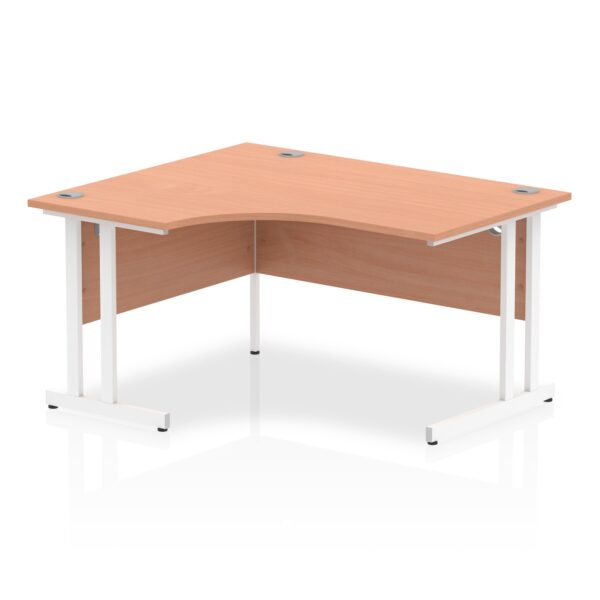 Impulse 1400mm Left Crescent Desk Beech Top White Cantilever Leg I003830 DD