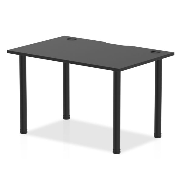 Dynamic Impulse Black Series 1200 x 800mm Straight Table Black Top with Cable Ports Black Post Leg I004200 DD