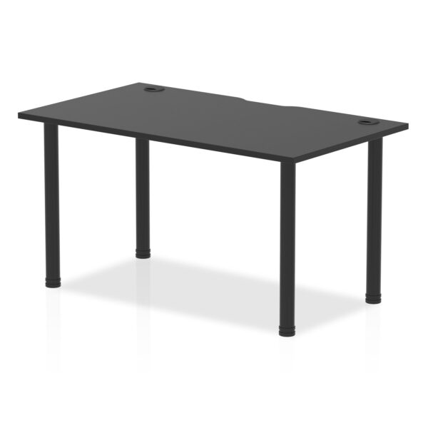 Dynamic Impulse Black Series 1400 x 800mm Straight Table Black Top with Cable Ports Black Post Leg I004201 DD