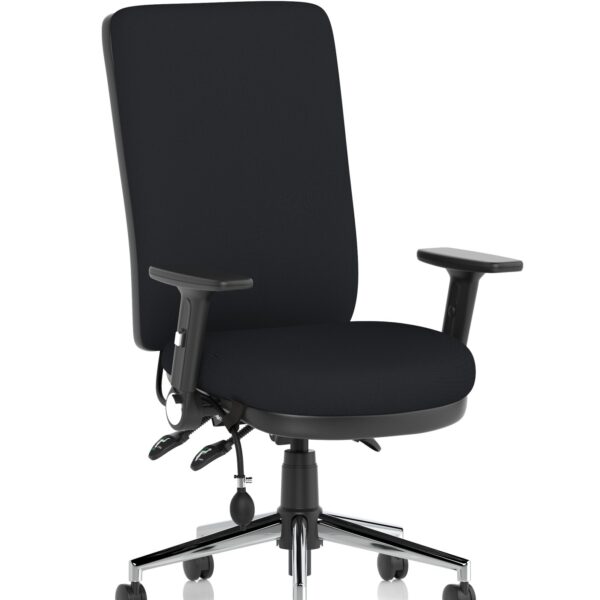 Chiro High Back Chair Black With Adjustable And Folding Arms KC0001 DD