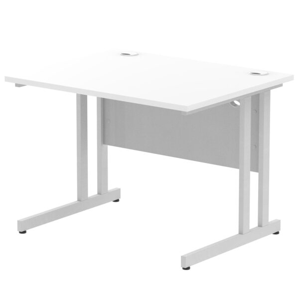 Impulse 1000 x 800mm Straight Desk White Top Silver Cantilever Leg MI000304 DD