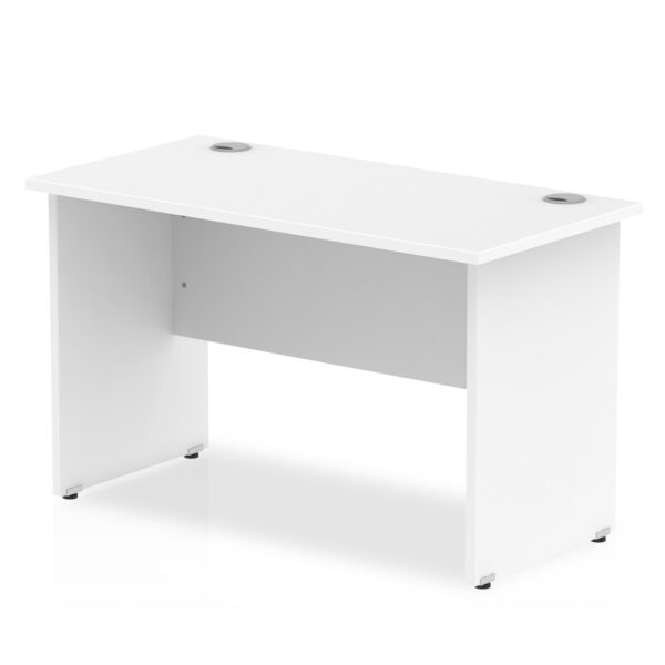 Impulse 1200 x 600mm Straight Desk White Top Panel End Leg MI002246 DD