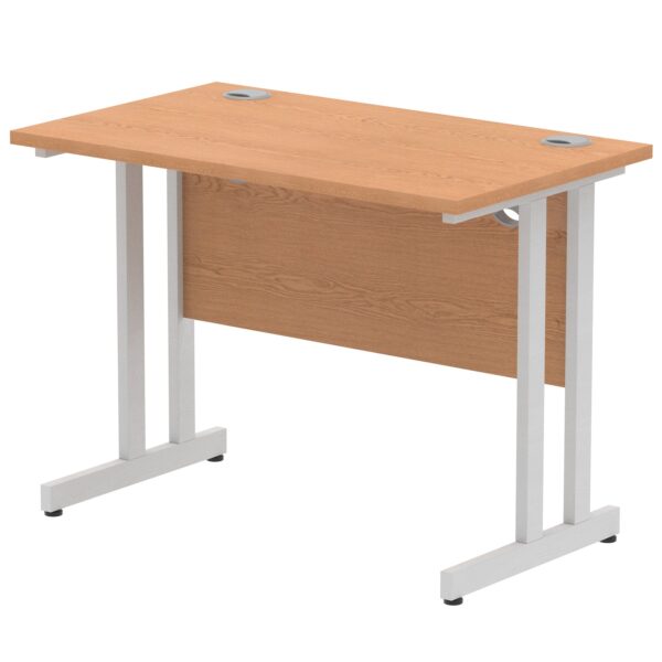 Impulse 1000 x 600mm Straight Desk Oak Top Silver Cantilever Leg MI002647 DD