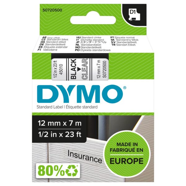 DYMO 45010 (S0720500) D1 Label Tape Blac