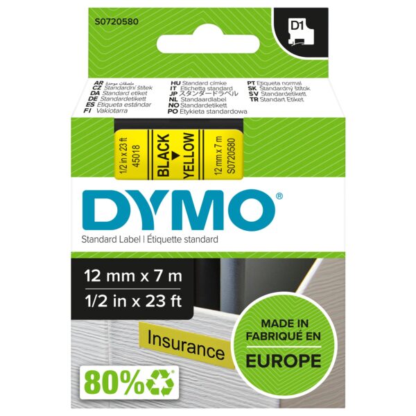 DYMO 45018 (S0720580) D1 Label Tape Blac