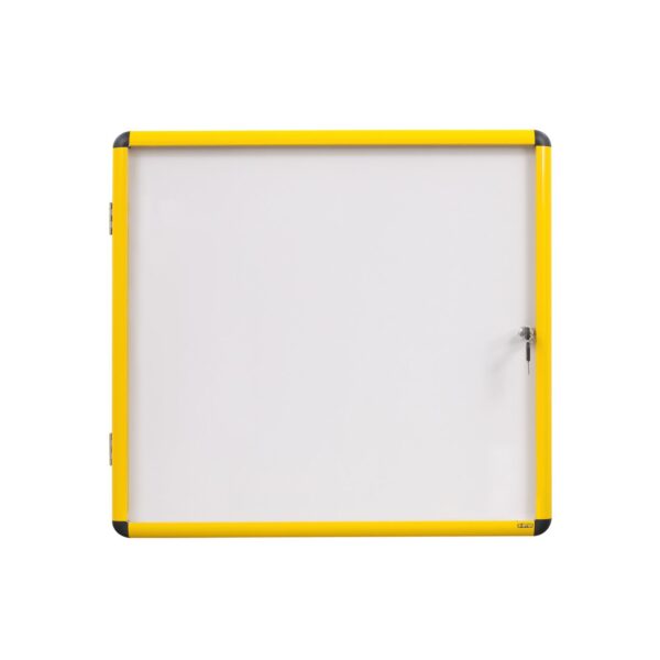 Bi-Office Ultrabite Magnetic Lockable Whiteboard Display Case Yellow Aluminium Frame 9 x A4 720x981mm - VT6301601511 DD