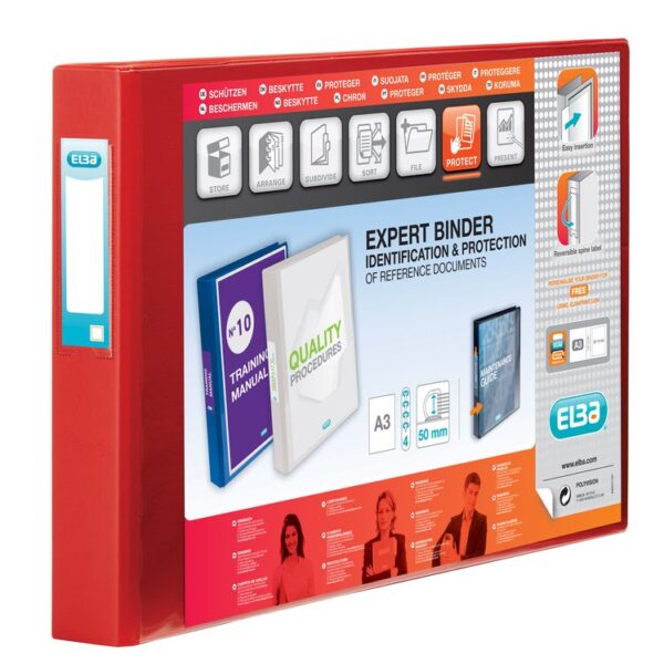 Elba Vision Ring Binder A3 Landscape 30mm Capacity 55mm Spine 4 D-Ring Red 100080866