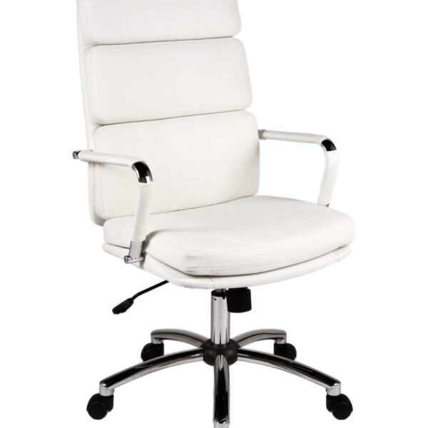 Deco Retro Style Faux Leather Executive Office Chair White - 1097WH