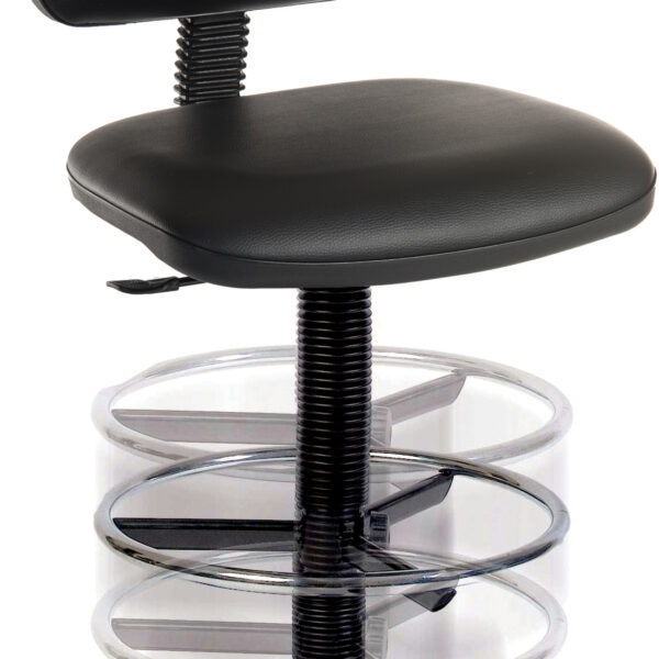 Ergo Blaster Deluxe Draughter Medium Back PU Operator Office Chair without Arms Black - 1100PUBLK/1164