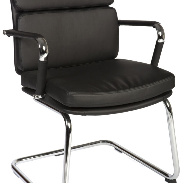 Deco Cantilever Retro Style Faux Leather Reception/Boardroom/Visitors Chair Black - 1101BLK