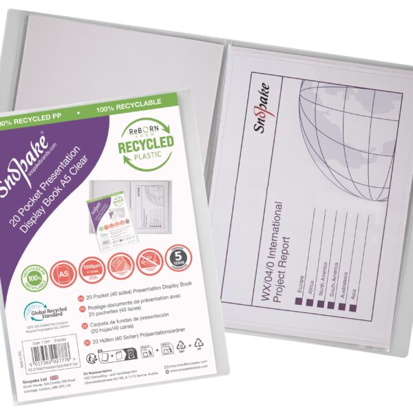 Snopake Superline A5 Display Book 20 Pocket Clear - 11941