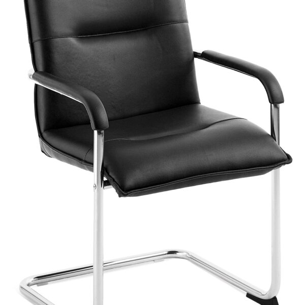 Envoy Cantilever Leather Faced Reception/Boardroom/Visitors Chair Black (Pack 2) - 1309