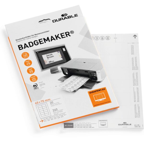 Durable BADGEMAKER Inserts 40x75mm