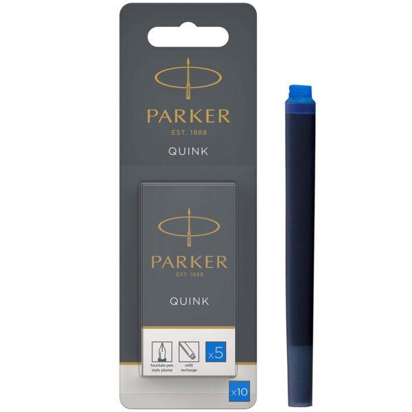 Parker Quink Long Ink Refill Cartridge for Fountain Pens Blue (Pack 10) - 1950207