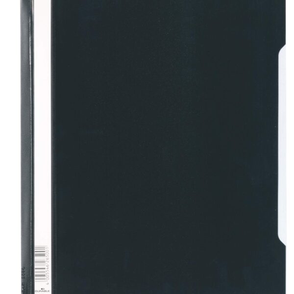 Durable Clear View Project Report File & Document Folder Extra Wide Format  A4 Black (Pack 50) - 257001