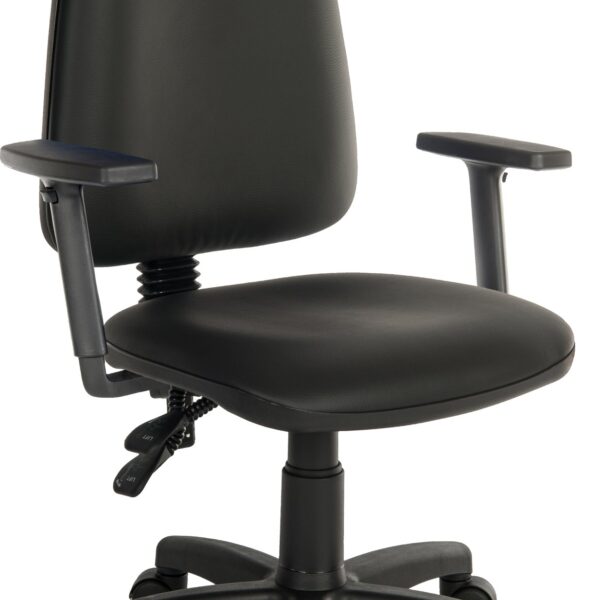 Ergo Twin High Back PU Operator Office Chair with Height Adjustable Arms Black - 2900PU-BLK/0280