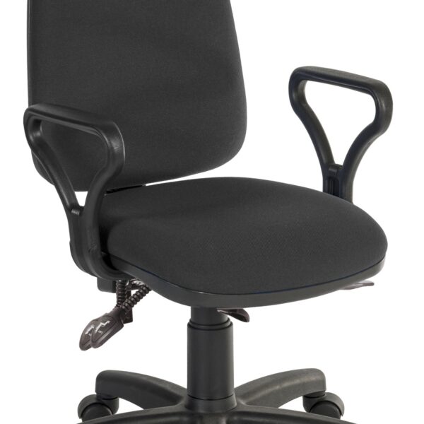 Ergo Trio Ergonomic High Back Fabric Operator Office Chair with Fixed Arms Black - 2901BLK/0288