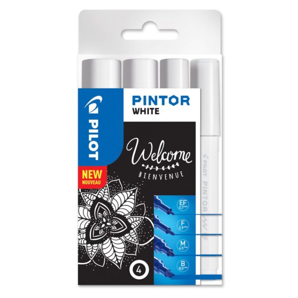 Pilot Pintor Paint Marker Extra Fine/Fine/Medium/Broad White (Pack 4) 3131910537502