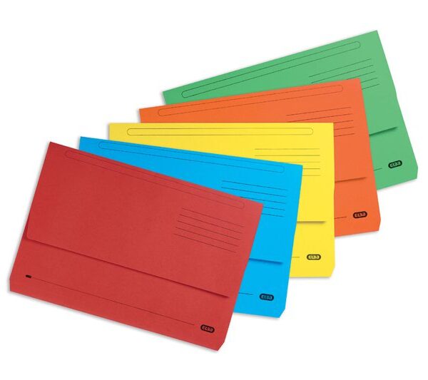 Elba Strongline Document Wallet Manilla Foolscap Half Flap 320gsm Assorted (Pack 25) 400155242