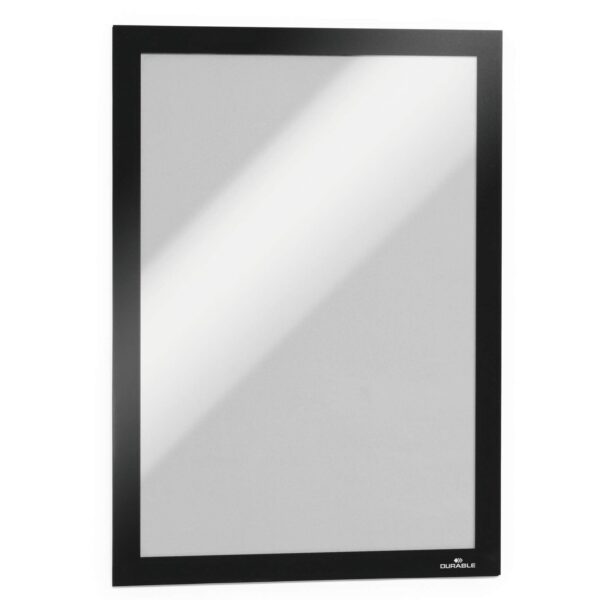 Durable DURAFRAME Self-Adhesive Sign & Document Holder with Magnetic Frame A4 Black (Pack 2) - 487201