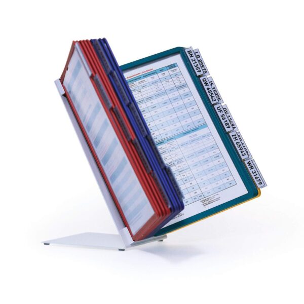 Durable VARIO Display Panel Desk Unit for A4 Documents 20 Panels with Labelling Tabs Assorted Colours - 569900