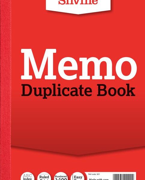 Silvine 210x127mm Duplicate Memo Book Carbon Ruled 1-100 Taped Cloth Binding 100 Sets (Pack 6) - 601