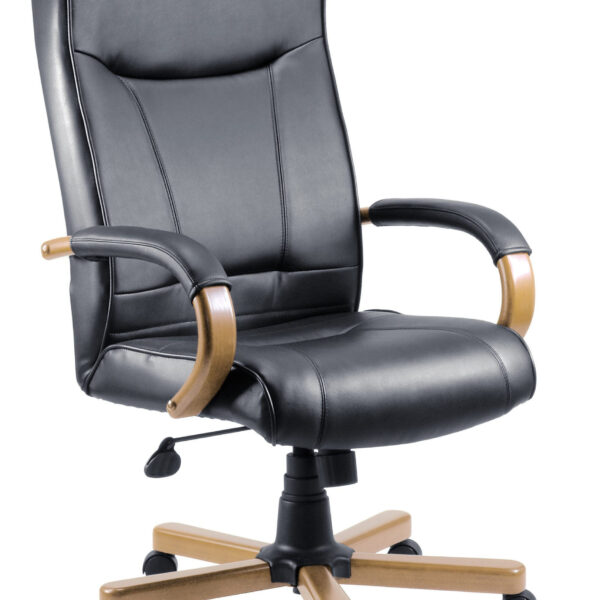 Kingston Bonded Leather Faced Executive Office Chair Black/Light Wood - 8512HLW