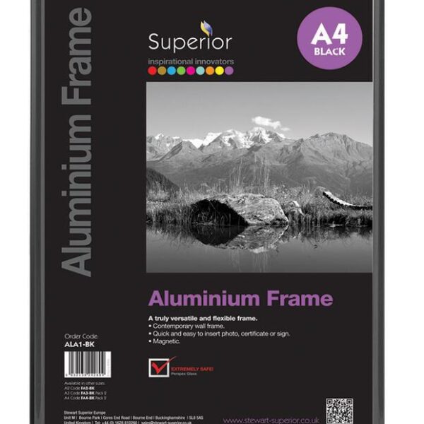SECO Brushed Aluminium Frame A4 Black - ALA4-BK