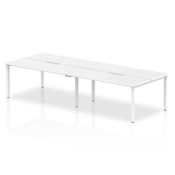 Evolve Plus 1400mm Back to Back 4 Person Desk White Top Silver Frame BE251