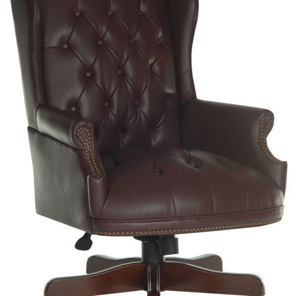 Chairman Antique Style Bonded Leather Faced Executive Office Chair Burgundy - B800BU