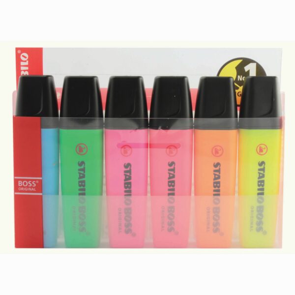 STABILO BOSS ORIGINAL Highlighter Chisel Tip 2-5mm Line Assorted Colours (Wallet 6) - 70/6