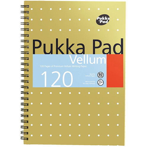 Pukka Pad Vellum A5 Wirebound Card Cover Ruled 120 Pages Yellow (Pack 3) - VJM/2