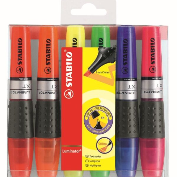STABILO LUMINATOR Highlighter Chisel Tip 2-5mm Line Assorted Colours (Wallet 6) - 71/6