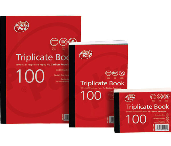 ValueX 105x130mm Triplicate Book Carbonless Ruled 1-100 Taped Cloth Binding 100 Sets (Pack 5) - 6904-FRM